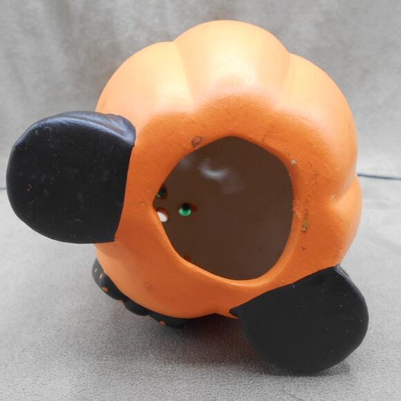 Vintage Ceramic Halloween Pumpkin Toothy Underbite Smile Bowtie 5.5" - Picture 9 of 9